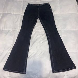 Pacsun side zip low rise flare jean - black